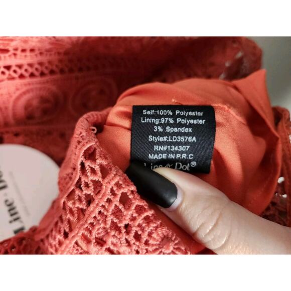 Line & Dot Revolve Mini Dress Size Small Orange Lace Sleeveless - Picture 4 of 8